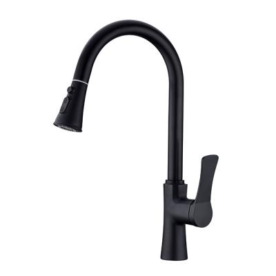 China 2021 Modern Black Brass Two Way Pull Down Kitchen Faucet Sink Faucet Mixer Pull Down Kitchen Faucet for sale