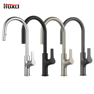 China Pull Out Spray Pull Down Kitchen Faucet Originality Style Pull Down Zinc Stainless Steel Kitchen Mixer Tap for sale