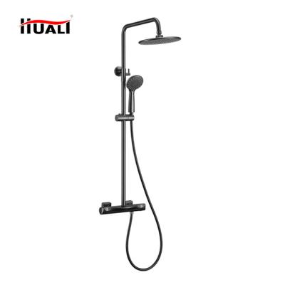 China With Slide Bar Bathroom Faucet Thermostatic Faucet Bathtub Mixer Shower Set Wall Mounted Rain Shower Head for sale