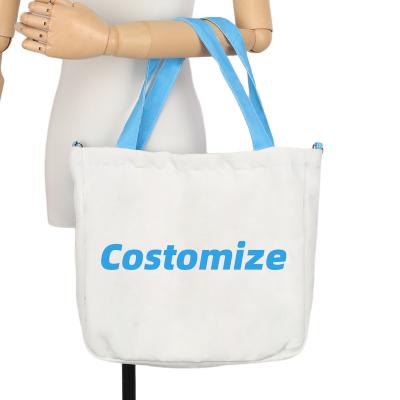 China Fashion Eco-friendly Customized Best Selling Canvas Long Strap Tote Bag with Zipper custom messenger bag for sale