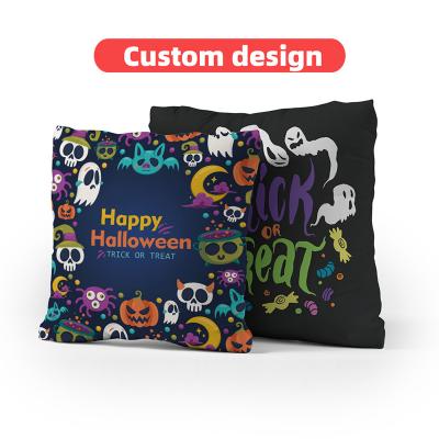 China Folded Home Halloween Cheap Custom Print Cushion Cover Decoration holiday Throw Pillow Cover Blank Sublimation Pillow Case for sale