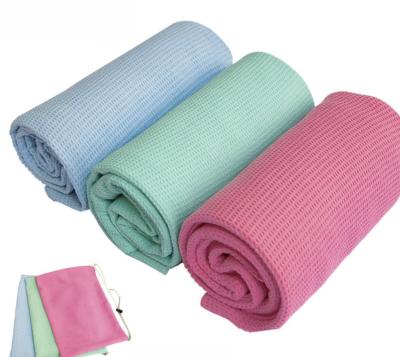 China Hot Sale Exercise Fitness Non Slip Recycled Sports Waffle Microfiber Yoga Towel Manufacturer 183x63cm for sale