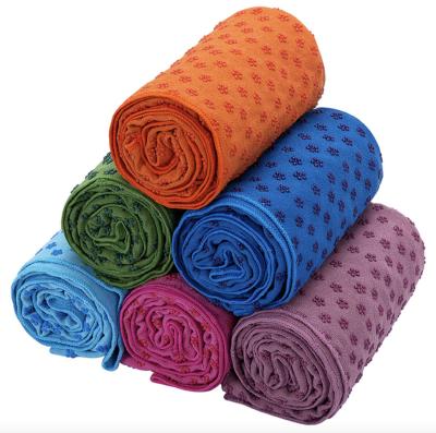 China High quality fancy rpet silicone microfiber anti slip quick dry yoga mat towel maker 183x63cm for sale