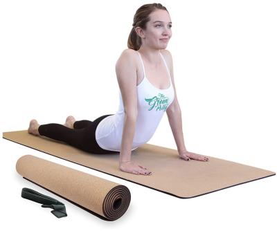 China High Quality Exercise Recycle Eco-Friendly Natural Rubber Cork Yoga Balance Mat With Carrier Strap Manufacturer for sale