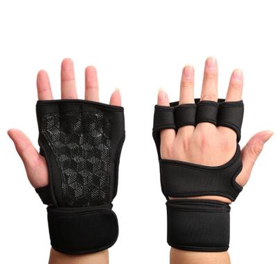 China New Unisex Anti Slip Half Finger Gym Workout Breathable Gloves With Wrist Wrap Wholesale for sale