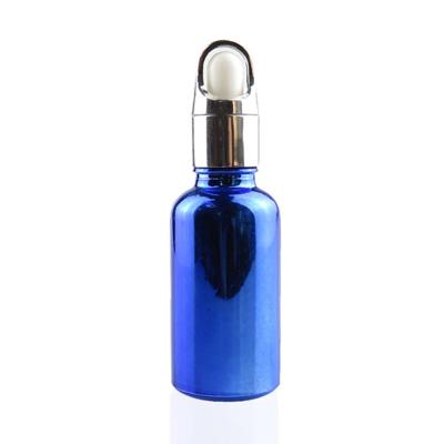 China Customized 30ml Cosmetic Plate Blue Essential Oil Glass Bottles Dropper Glass Bottles With Dropper for sale