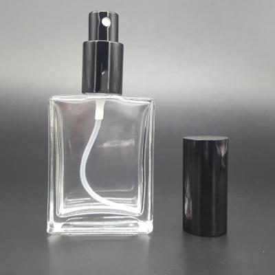 China Glossy Rectangle Spray Pump Cap Dropper Bottle Glass Perfume Diffuser Bottle for sale