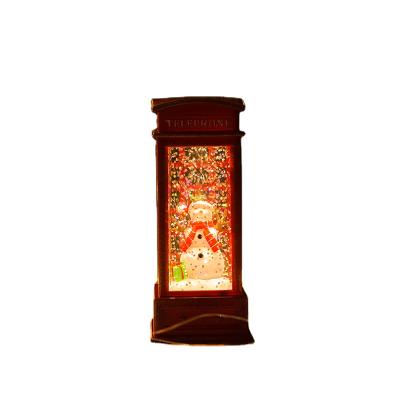 China 2022 New Gifts Small Battery Telephone Booth Flickering Snow Wind Lamp For Halloween Decoration Supplier for sale