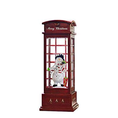 China Gift & Christmas Decoration 2021 Retro Style Led Lights Snowflake Water Light Rotary Phone Booth For Christmas Decoration for sale