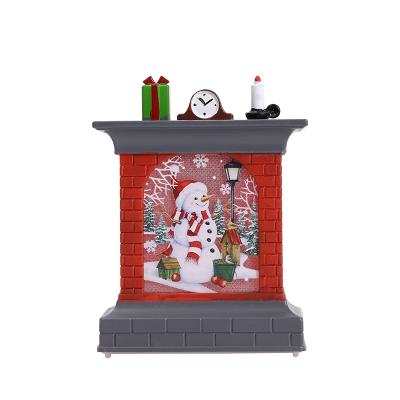 China Gift & Creative Xmas Decoration Christmas Party Decoration Light LED Flame Fireplace Shaped Plastic Lantern for sale