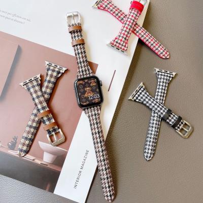 China Fanshion Slim Custom Sublimation Canvas Apple Leather Watch Band For Women Apple Watch 7 6 5 4 3 Band Strap for sale