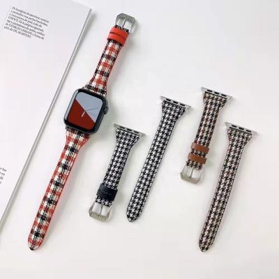 China Charm New ChicQ Houndstooth Series 7 i Watch Canvas Strap Apple Nylon Thin Watch Band 41mm 45mm For Women for sale