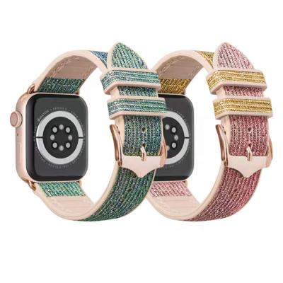 China New Bling Fanshion Amazon Soft Silicone Watch Band For Women Wrist Strap Glitter Rubber Strap For Iwatch 45mm 42mm for sale