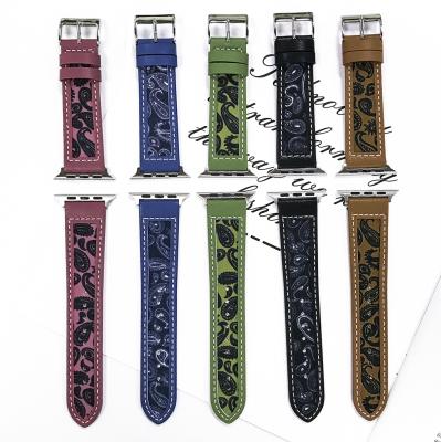 China Luxury Custom Sublimation Leather Band Apple Fanshion ChicQ Design Genuine Leather Wrist Band For Apple Watch Band 38mm/42mm for sale