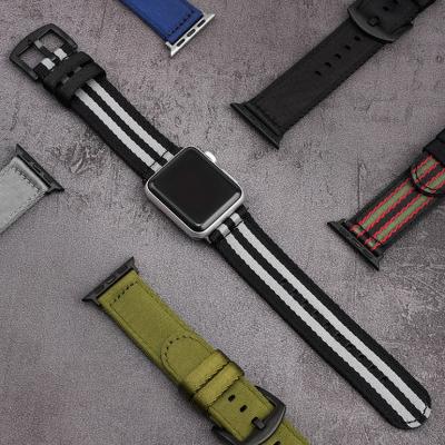 China Fanshion ChicQ Designers Smart Apple Watch Bands NATO Striped 44mm Nylon Watchband 40mm For Apple Watch Series 7 Band for sale