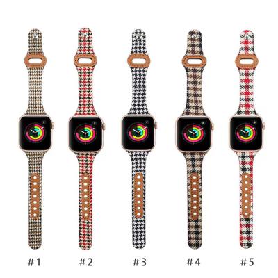 China Fanshion Canvas Leather Buckle Design Slim Apple Watch Band 40mm 44mm 42mm 38mm Women Leather Watch Band For iwatch Series 7 Band 6 5 4 for sale