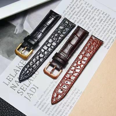 China Fanshion ChicQ 20mm Genuine Crocodile Grain Leather Watch Band Luxury Top 22mm Italian Leather Watch Strap For Men for sale