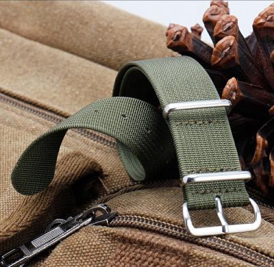 China Fanshion New Release Single Pass Ribbon Army Green Nato Nylon Striped Weave Nylon Watch Band for sale