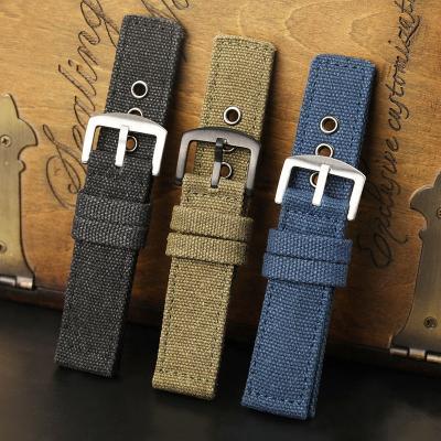 China Classic / Vintage Fashion Watch Olive Military Washed Canvas Watch Band Strap 20mm 22mm 24mm 26mm for sale