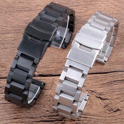 China Fashion ChicQ Solid Five Beads Wrist Metal Watch Band Stainless Steel Strap Military Heavy Duty Mens Watch Strap for sale