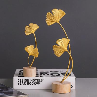 China New leaf ginkgo iron decoration metal soft handwork nordic simple light luxury creative home table classic/postmodern furnishing for sale