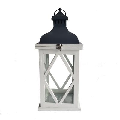 China Decorative Home Lantern Set of 3 White Wooden Lanterns Wedding Festival Lanterns for Decorative for sale