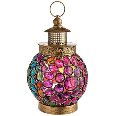 China Home Decoration Metal Lanterns Jewelry Round Metal Lanterns Vintage Colorful Lantern For Indian Design for sale