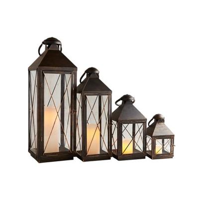 China Wholesale Modern Custom Design Metal Bronze Lanterns Wedding Decoration Metal Antique Lanterns for sale