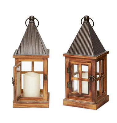 China Decorative Nature Moroccan Home Decor Metal Pyramid Pyramid Peaked Wooden Candle Lantern for sale