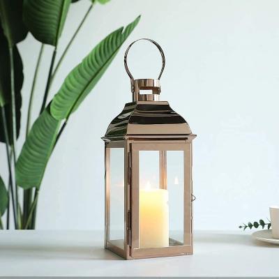 China 1 HOT SALE Metal Lanterns Stainless Steel Modern Head Decorative Candle Lantern for sale