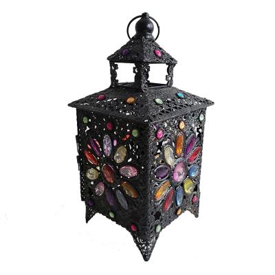 China 2021 Home Decoration Decorative Candle Holder For Home Decor Black Color Moroccan Candle Lantern for sale