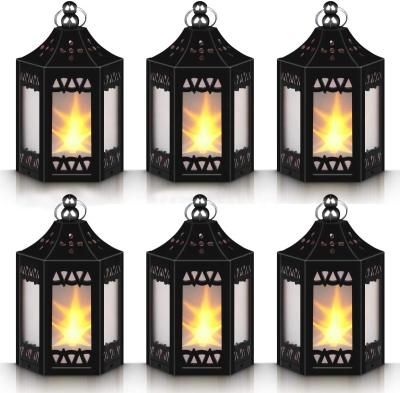 China Home Decoration Mini Metal Black Lantern Decorative Indoor Hanging Led Lantern Rechargeable Lantern for sale