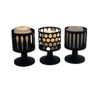 China Black Home Decor Metal Candle Holder Jars Candle Holder Metal Shade Wedding Candle Holder for sale