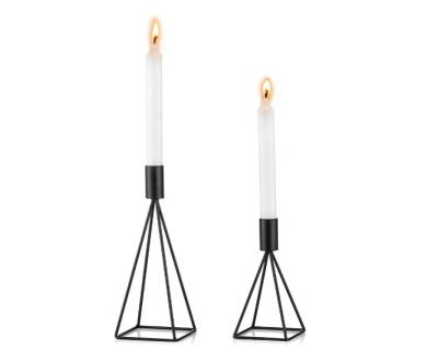 China Fancy Set of 2 Modern Geometric Wire Wedding Decoration Table Centerpiece Metal Candle Holders for sale