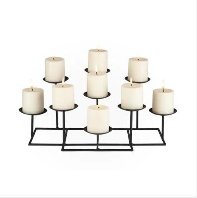 China Modern Attractive Home Decor On Table Pillar Candle Holder Benison Customized 9am Metal Iron Wires Candle Holders for sale