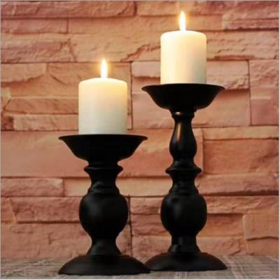 China Wholesale Home Decoration Pillar Candle Holder Black Color Metal Stand Decorative Candle Holders For Home Decor for sale