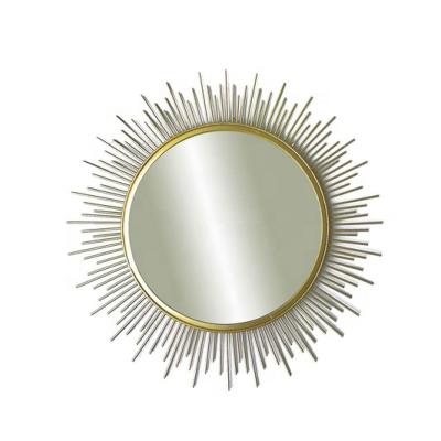 China 2021 Modern Modern Hanging Iron Wire Round Mirror Home Wall Decorative Round Mirror for sale