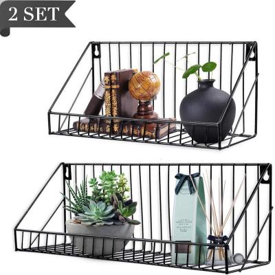 China Wholesale High Quality Metal Mount 2 Shelf Wall Shelf Hanging Decoration Living Room Set For Home Decoration for sale