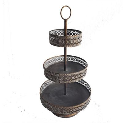 China High quality stylish and unique home decoration cake two layers black metal cake stand home decorative cake stand for sale