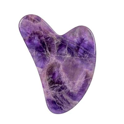 China Custom Packaging Jade Amethyst Gua Sha Stone Natural Purple Gua Sha Scrape Scraping Board for sale