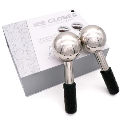 China Stainless Steel Fearful Hot Magnetic Ice Cryo Pore Gift Box Magic Facial Globes For Eye Massager Metal Cooling Globes for sale