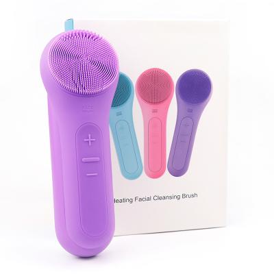 China Wholesale DEEP CLEANSING Electric Heating Vibrating Silicone Facial Cleansing Brush for sale