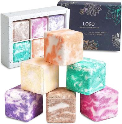 China Bulk Aromatherapy Eucalyptus Scent Heart Vegan Essential Oil Cube Bath Bomb Shower Vapors for sale