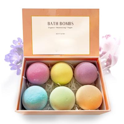 China Bath Cleansing Bombs 100% Natural Ingredients Organic Bubble Bath Bombs Gift Set Custom 6 Piece Luxury Packaging Box for sale