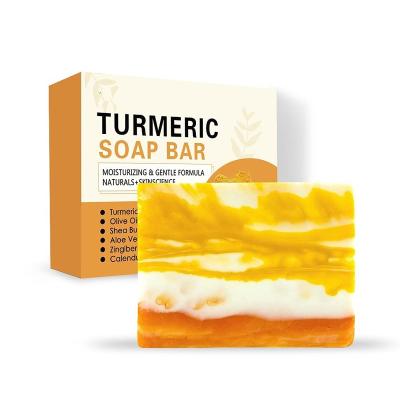 China Private Label Organic Ingredients Turmeric Base Handmade Natural Cleansing Soap With Skin Whitening Face And Body Bar Soap for sale