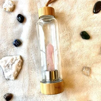 China Viable BPA Free Gemstone Infused Rose Amethyst Crystal Quartz Wand Elixir Water Bottle for sale