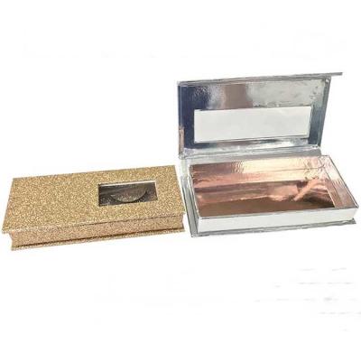 China custom sliver hinged eyelash box Luxury clamshell pvc window glitter lash box for sale