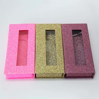 China custom glitter paper eyelash window box High quality glitter paper lash gift box for sale