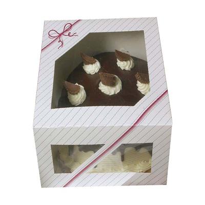 China chocolate  birthday cake cardboard color paper  box with clear window for sale