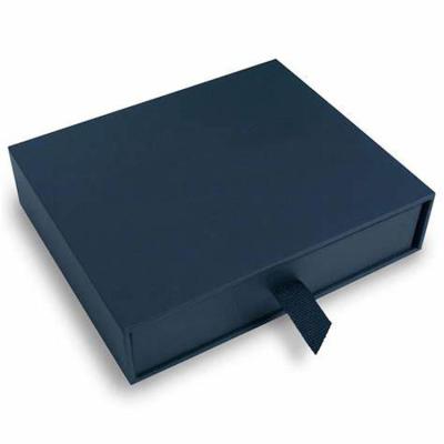 China bespoke blue drawer packaging cosmetics box  luxury trophy box apparel clothes packaging box for sale